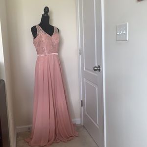 Blush Gown with Lace and Gem Top New A-Line Dress